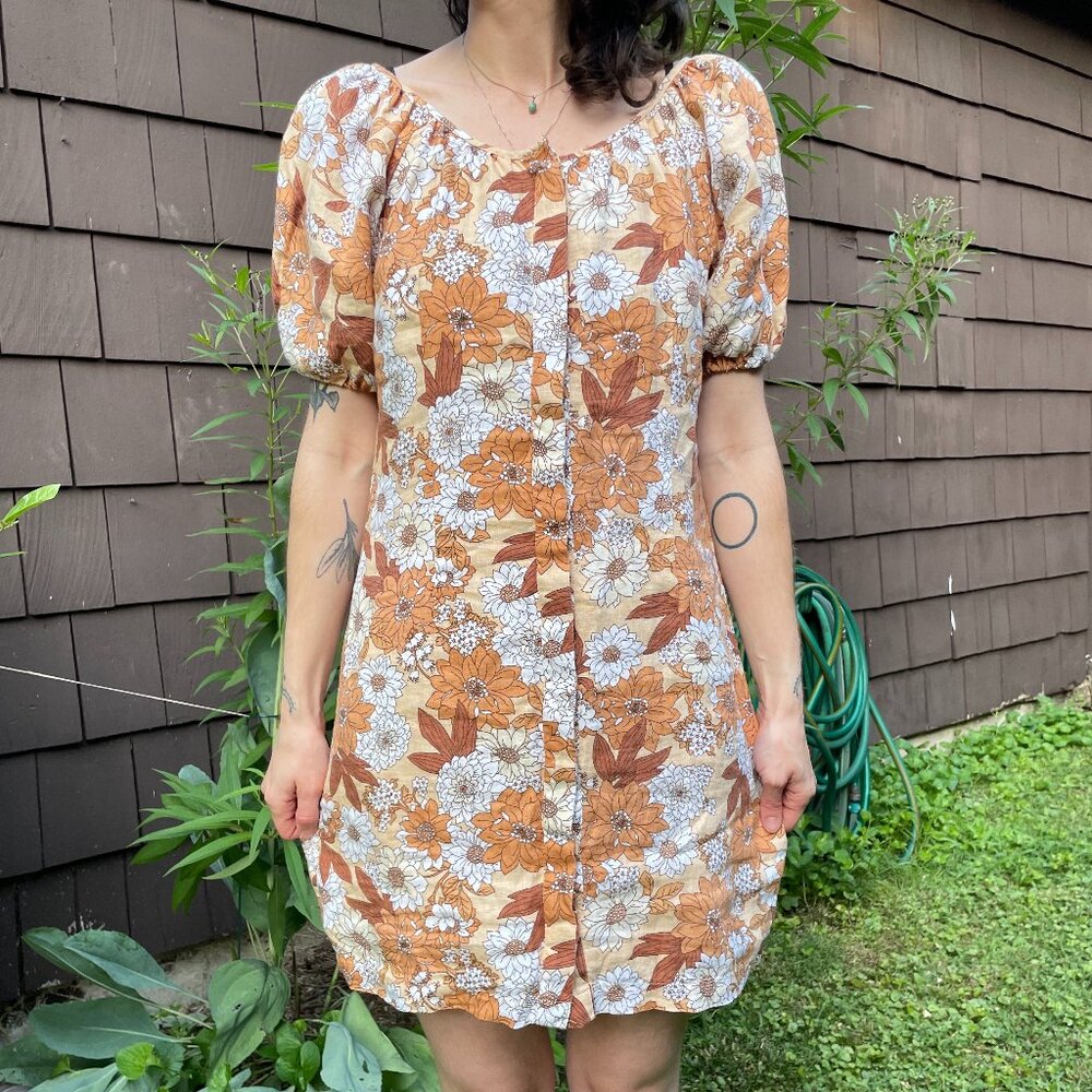 J Crew Floral Dress Peach Size 2
